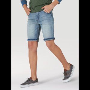 Wrangler Five Star Light Wash Slim Straight Denim Boys Shorts Adjustable Waist